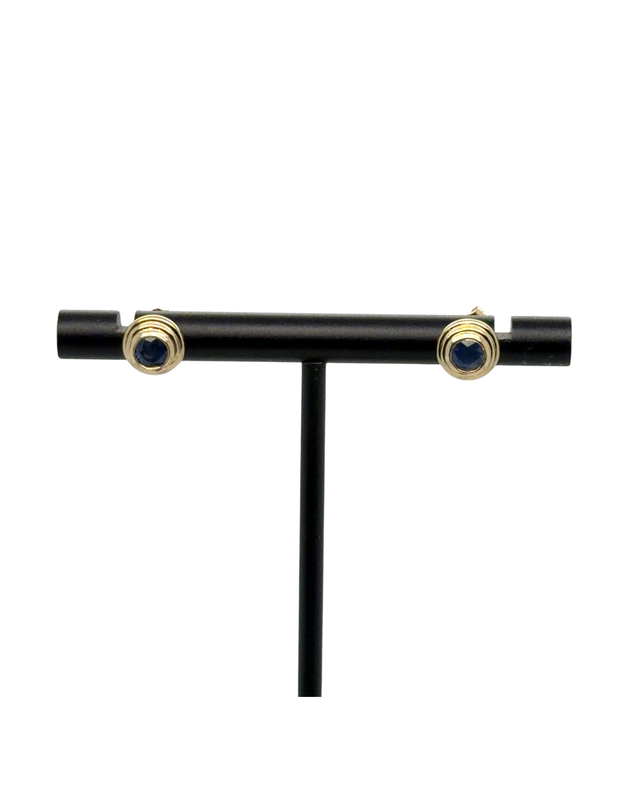 Triple Bezel Sapphire Stud Earrings