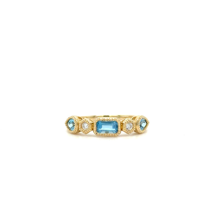 blue topaz ring, blue topaz and diamond ring, December birthstone jewelry, blue topaz jewelry