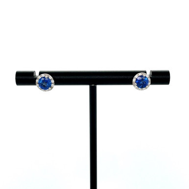 Sapphire + Diamond Halo Studs