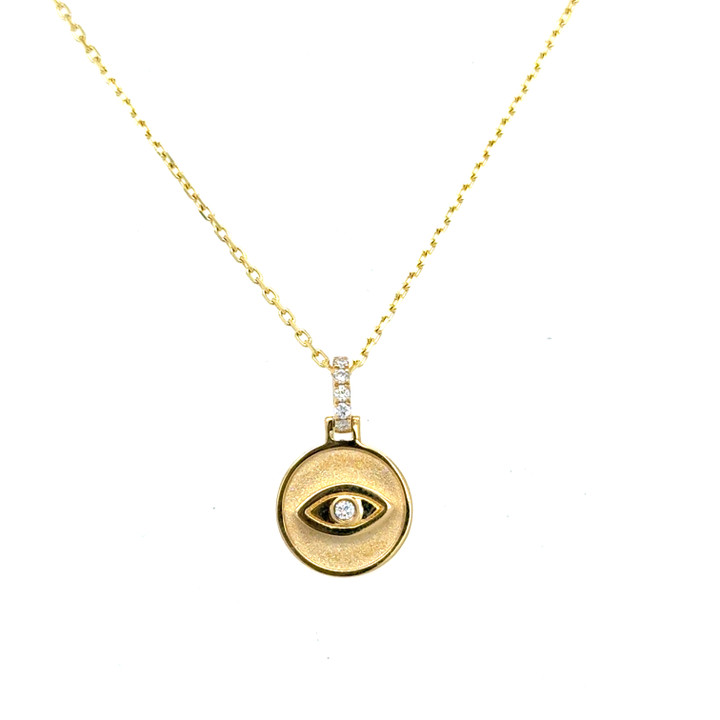 Mini Evil Eye Pendant + Diamond