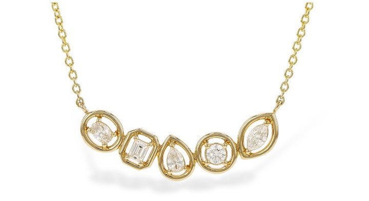 Fancy Cut Curved Bar Necklace