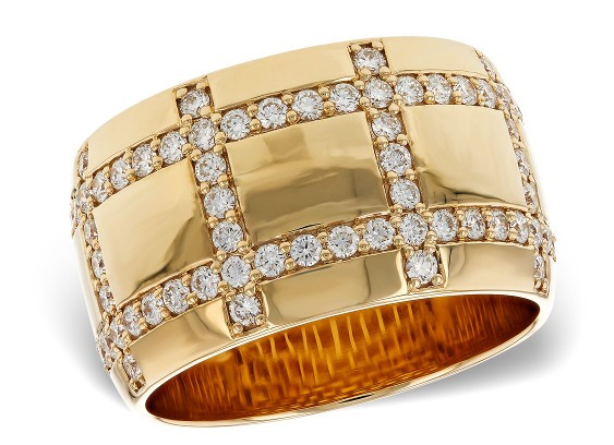 cigar band, diamond cigar band, wide diamond band, wide diamond ring, gold cigar band, yellow gold cigar band