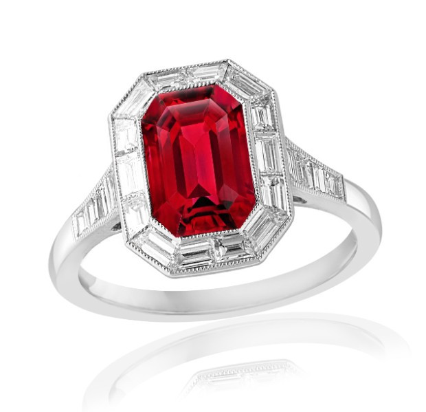 Art Deco Style Ruby and Diamond Ring