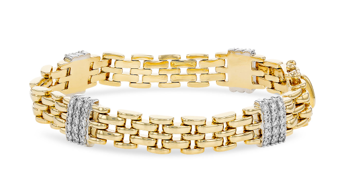 gold bracelet, gold link bracelet, gold and diamond bracelet