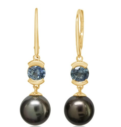 Tahitian Pearl & Montana Sapphire Earrings