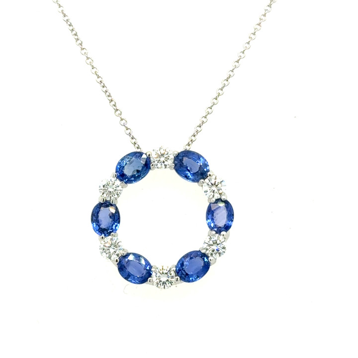 sapphire and diamond necklace, sapphire and diamond pendant, sapphire and diamond jewelry, unique sapphire and diamond necklace, unique sapphire and diamond jewelry