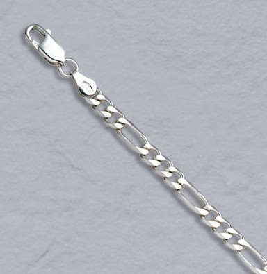 4.4mm Figaro Chain- Sterling Silver
