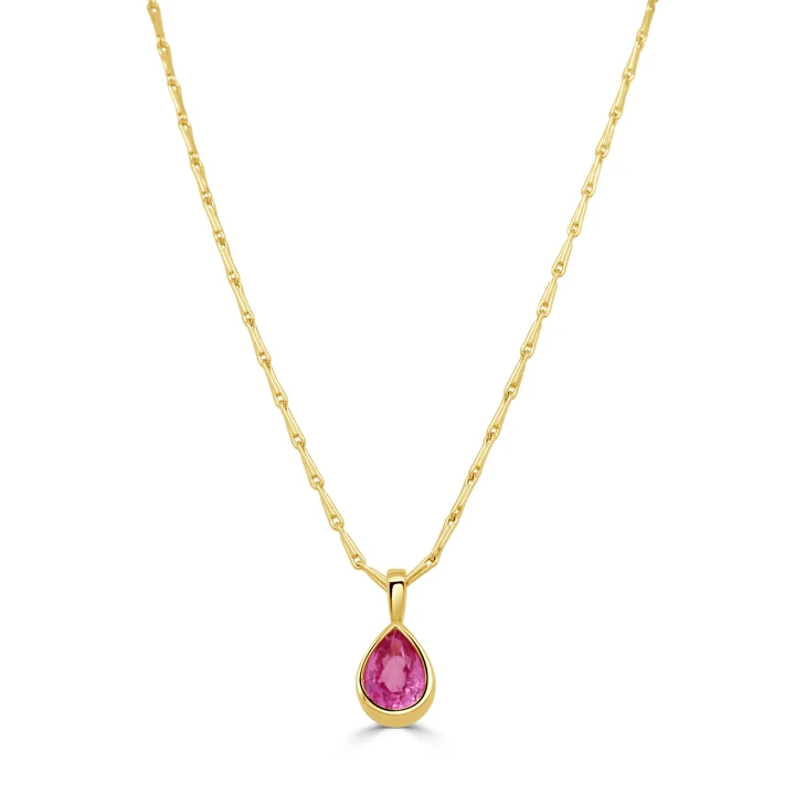 Pink Sapphire Bezel Necklace
