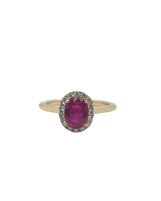 ruby ring, ruby and diamond ring, ruby and diamond halo ring