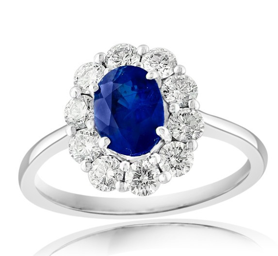 sapphire and diamond ring, Princess Diana sapphire ring, Princess Diana ring, sapphire and diamond halo ring