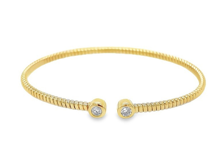 Bezel Set Diamond Open Cuff Bracelet