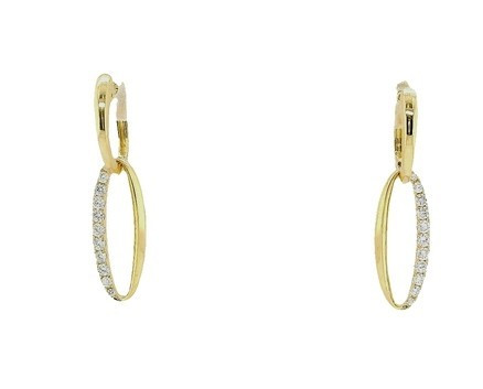Oval Drop Diamond Earrings