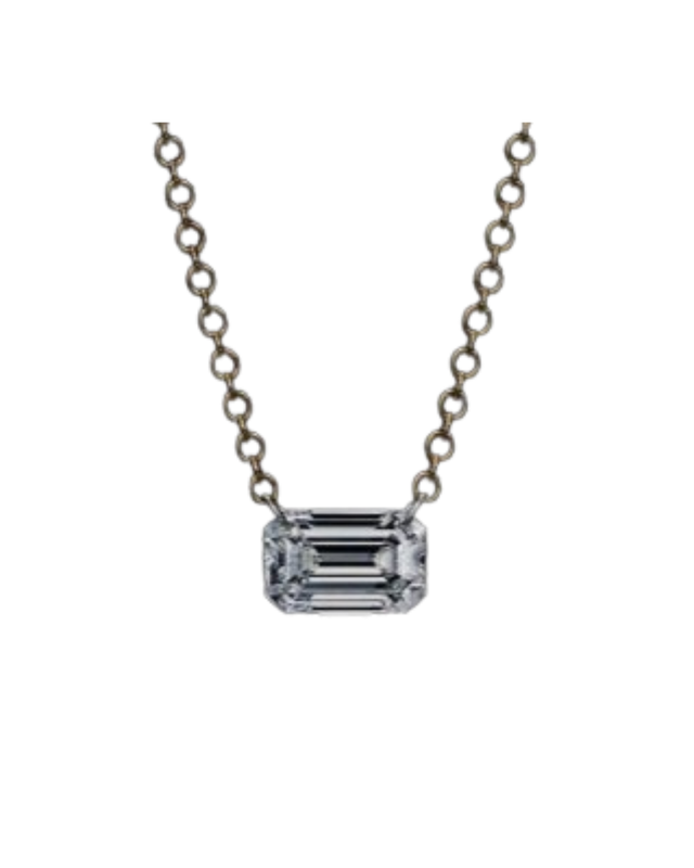 EMERALD CUT DIAMOND NECKLACE, UNIQUE DIAMOND NECKLACE