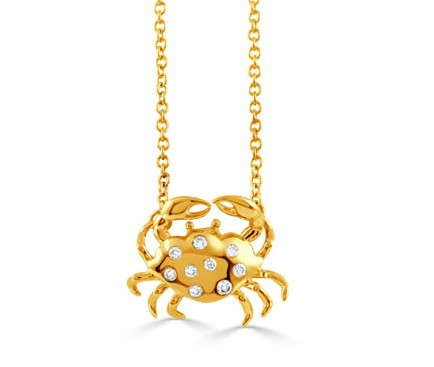 crab necklace, crab jewelry, crab pendant
