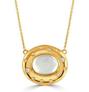 Mother-of-Pearl and Diamond Pouf Necklace