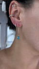 Bezel Set Blue Topaz Earrings