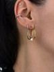 Double Hoop Pearl Accented Earrings