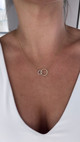 interlocking circle necklace, interlocked circle necklace, interlocking necklace, circle necklace, diamond necklace, two tone necklace