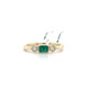 emerald and diamond ring, emerald and diamond jewelry, emerald and diamond three stone, three stone ring, bezel set three stone ring