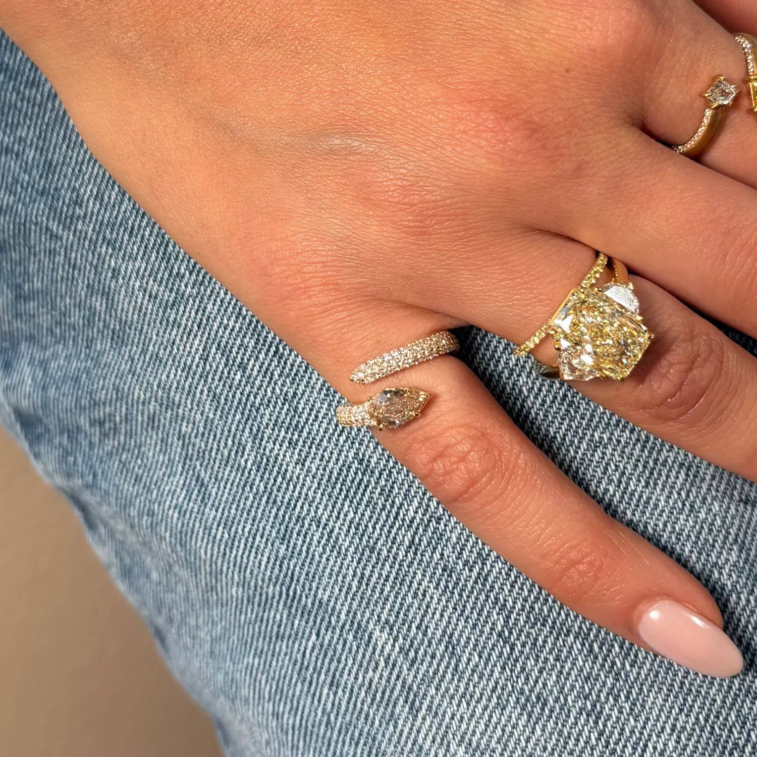 Champagne Diamond Pavé Spiral Pinky Ring — free download