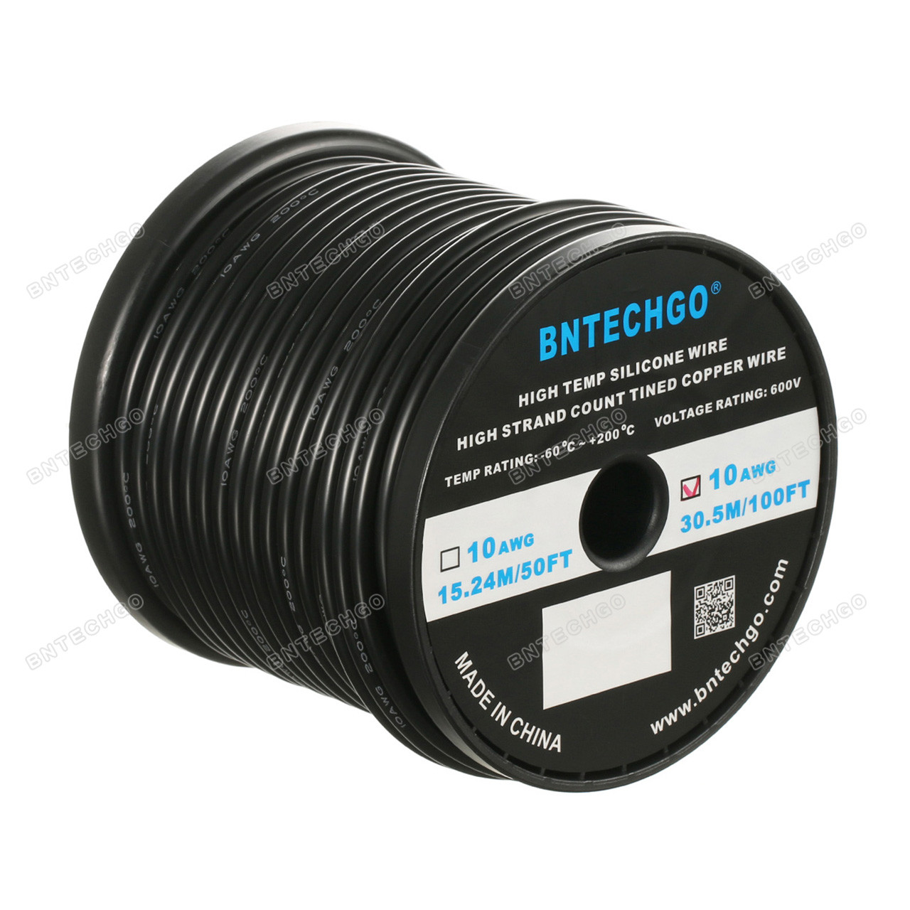 BNTECHGO 10 Gauge Silicone Wire Ultra Flexible 200 Feet(Black and Red Each  Color 100 ft) High Temp 200 deg C 600V 10 AWG Stranded Tinned Copper Wire