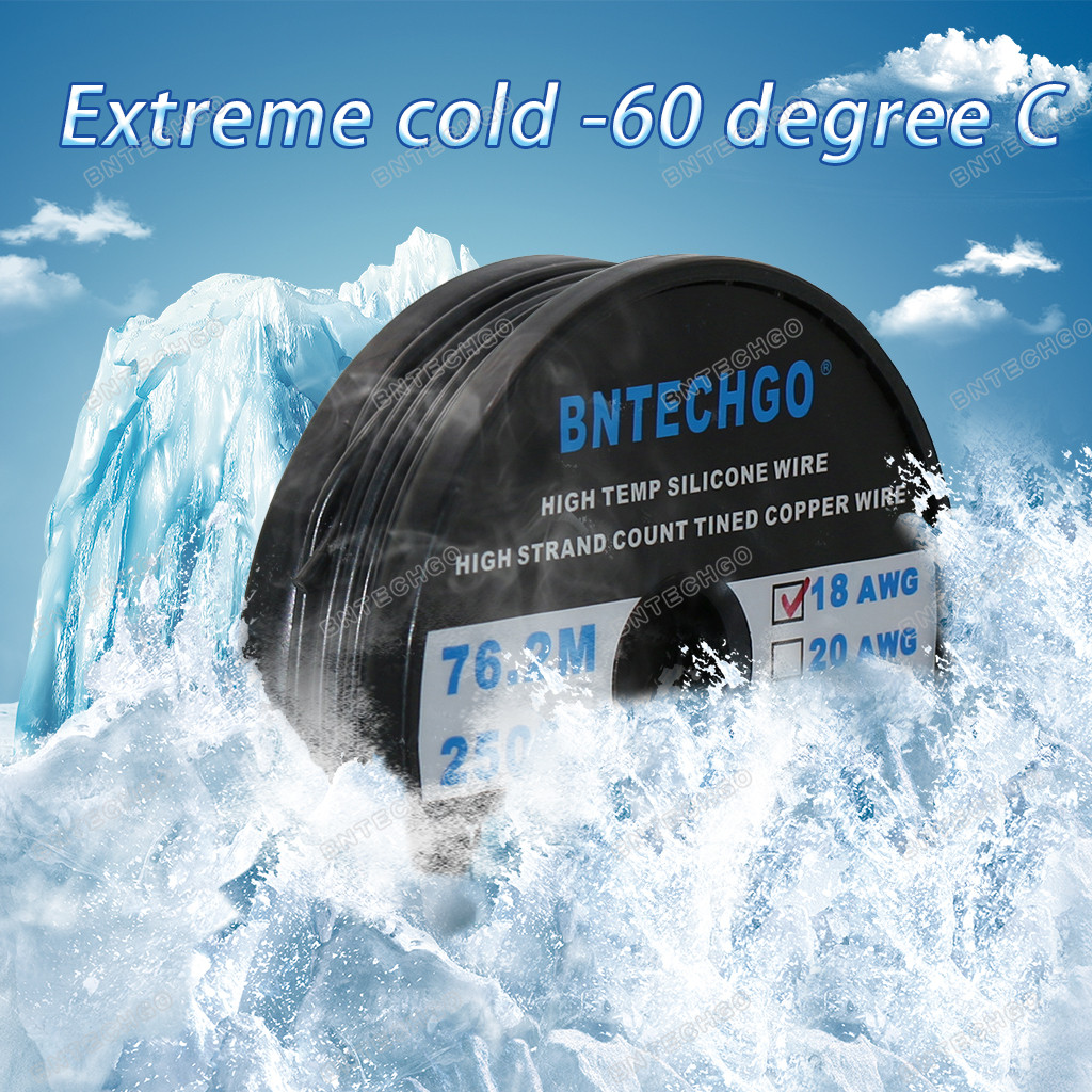 BNTECHGO 18 AWG Silikonkabel – 100 Fuß Schwarz, Extrem Flexibel, Hitzebeständig Bis 200 °C, 600V