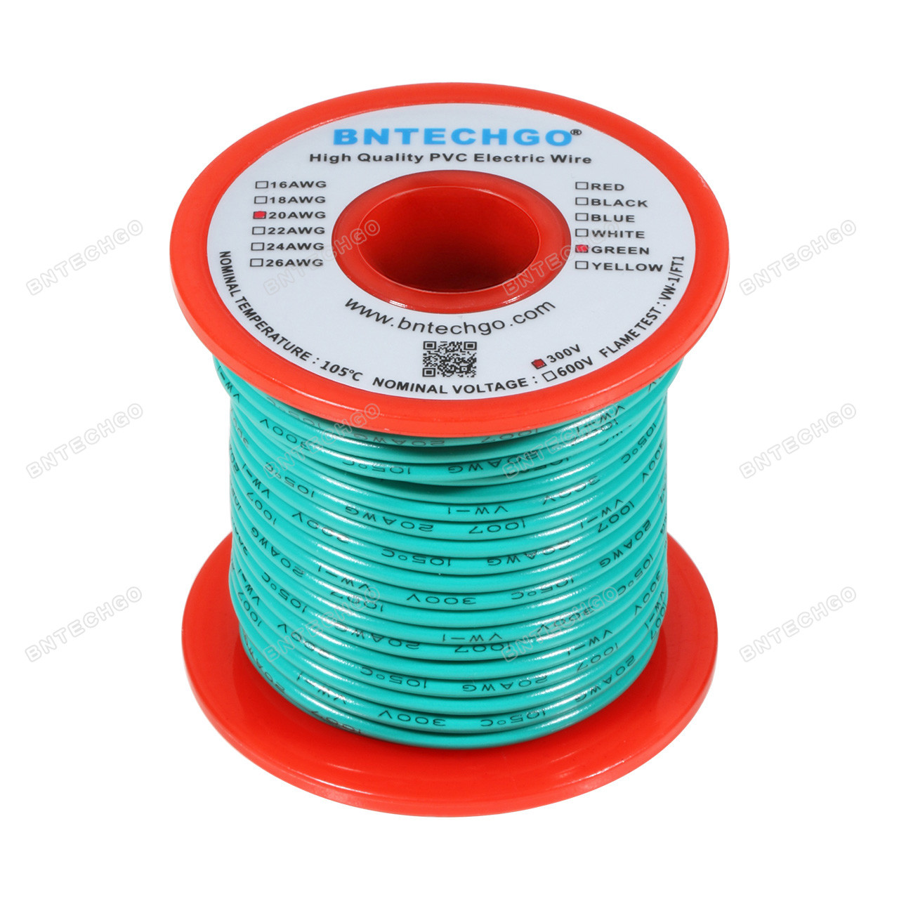 BNTECHGO 22 Gauge PVC 1007 Electric Wire Green 50 ft 22 AWG 1007 Hook
