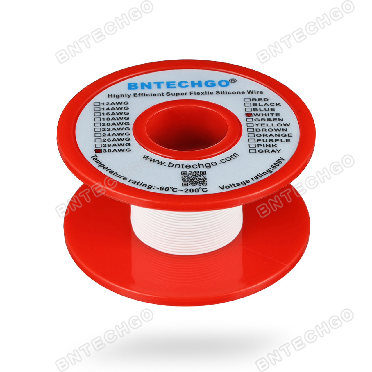 BNTECHGO 30 AWG Silicone Wire Spool White 250 feet Ultra Flexible High ...