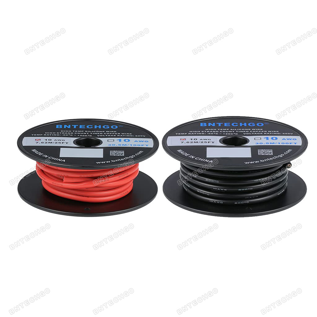 BNTECHGO 14ゲージ シリコーンワイヤー 10フィート (黒5フィートと赤5フィート) 14 AWG シリコーンワイヤー 柔らか しなやか シリコーンワイヤー qqffhab 14 gauge silicone wire kit ultra flexible 10 color stranded wire