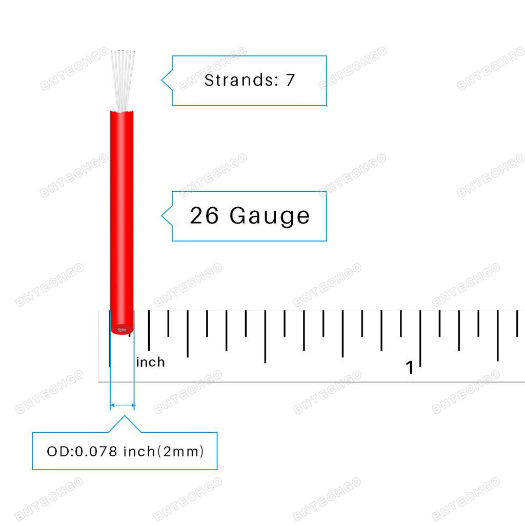 BNTECHGO 26 Gauge PVC 1007 Electric Wire 6 Colors 1 Feet