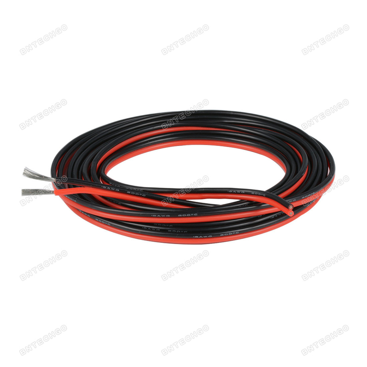 BNTECHGO 8 Gauge Flexible 2 Conductor Parallel Silicone Wire Red Black High  Resistant 200 deg C 600V for Single Color LED Strip Extension Cable Cord