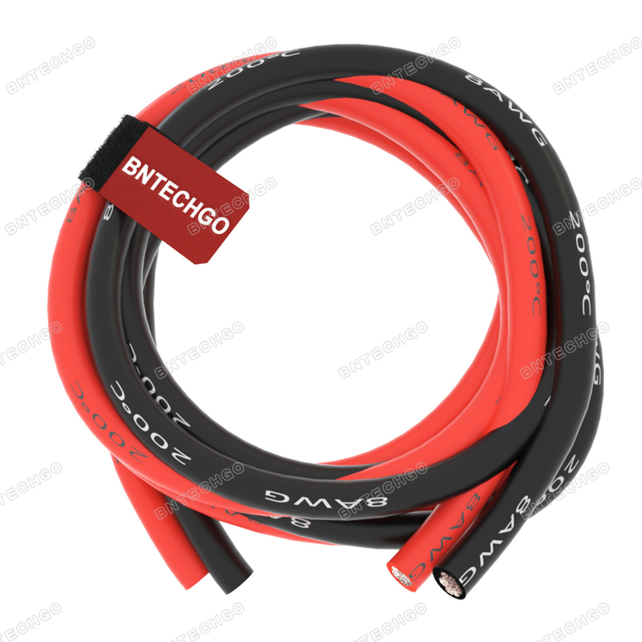 BNTECHGO 8 Gauge Flexible 2 Conductor Parallel Silicone Wire Red Black High  Resistant 200 deg C 600V for Single Color LED Strip Extension Cable Cord