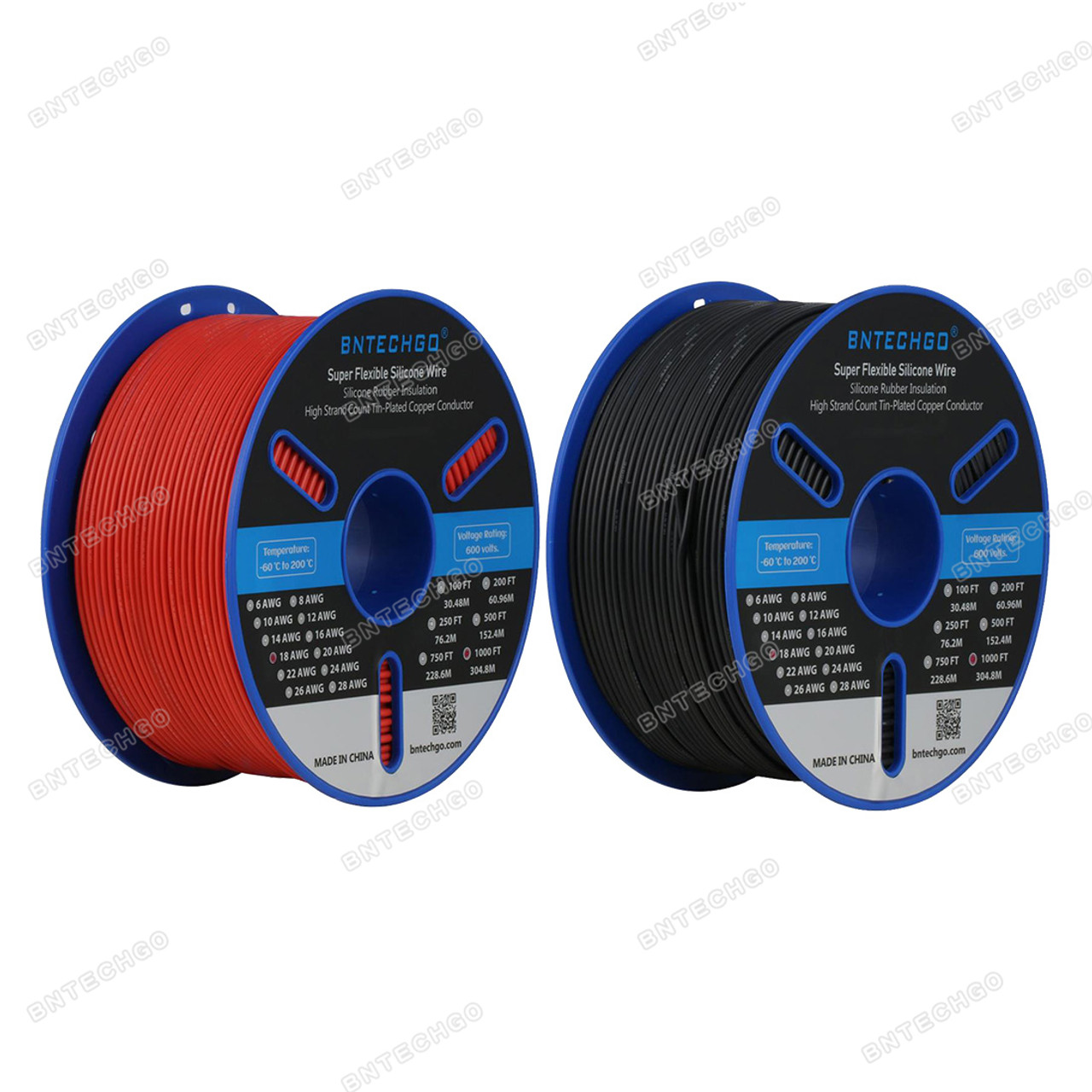 BNTECHGO 18 Gauge Silicone Wire 10 ft Red and 10 ft Black Flexible 18 AWG Stranded Tinned Copper Wire