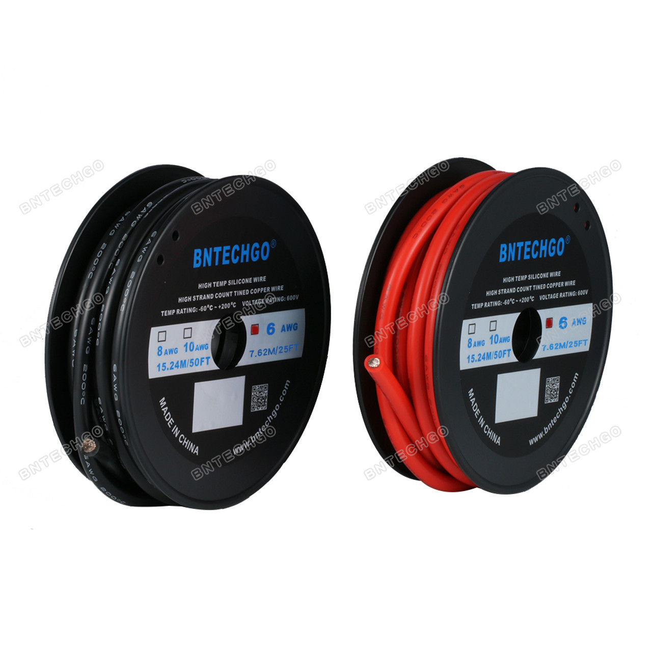 BNTECHGO 28 Gauge Silicone Wire Spool 50 feet(25 ft Black and 25 ft Red)  Ultra Flexible High Temp 200 deg C 600V 28 AWG Stranded Tinned Copper Wire