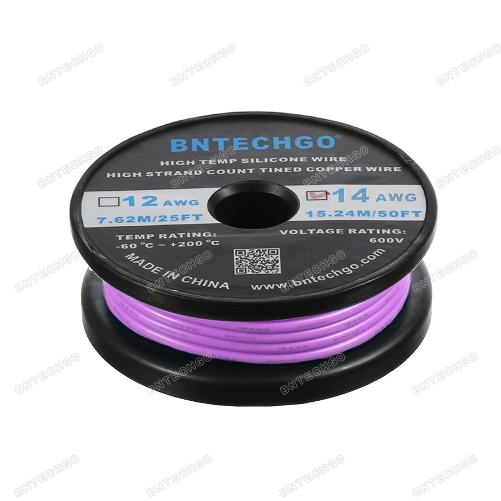 14 gauge silicone wire spool Purple 50 feet ultra flexible