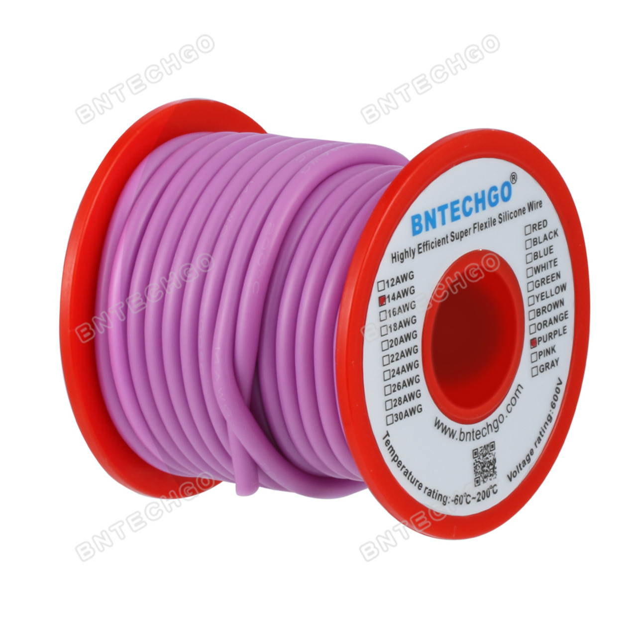 BNTECHGO 14 Gauge Silicone Wire Spool 25 ft White Flexible 14 AWG Stranded Tinned Copper Wire