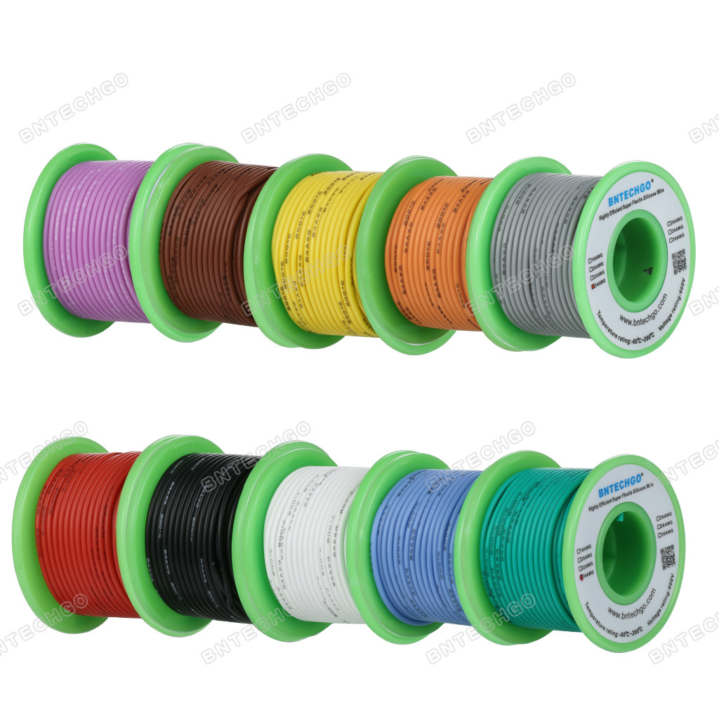 BNTECHGO Silikonkabel 10 AWG – 5 Ft Rot & 5 Ft Schwarz, 1050 Adern, 600V