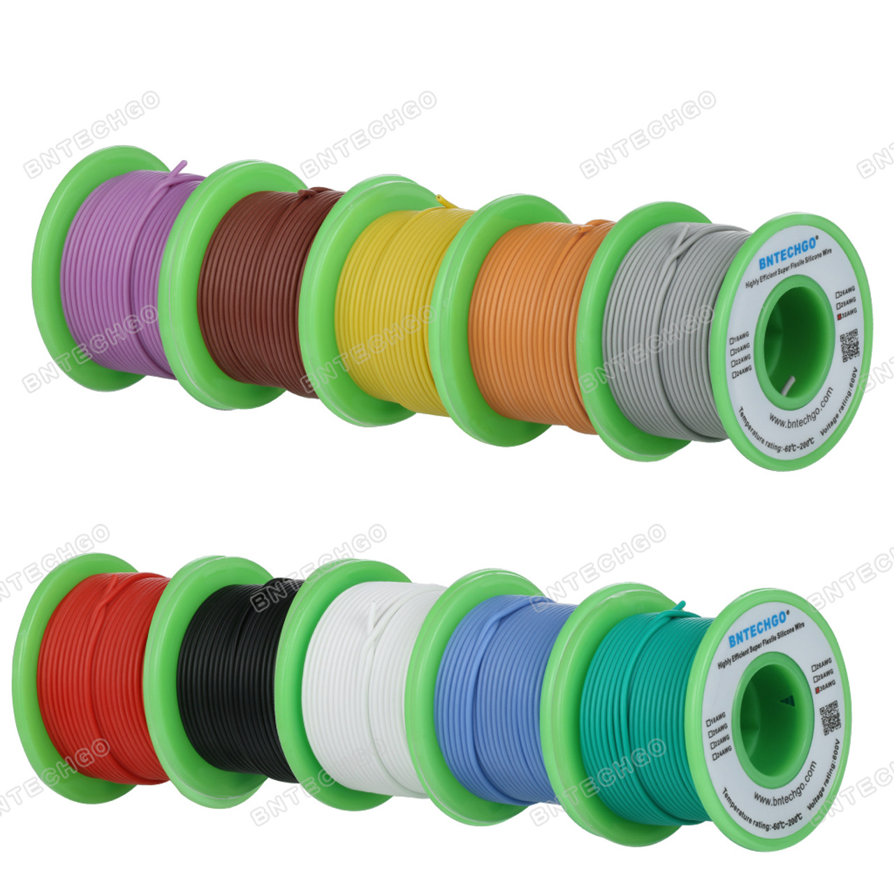 Buy 30AWG Silicone Hook Up Wire - 30 Gauge Stranded Tinned Copper Wire with  Silicone Insulation, 6 Colors (Black, Red, Yellow, Green, Blue, White) 66ft  / 20m Each, Hook Up Wire Kit