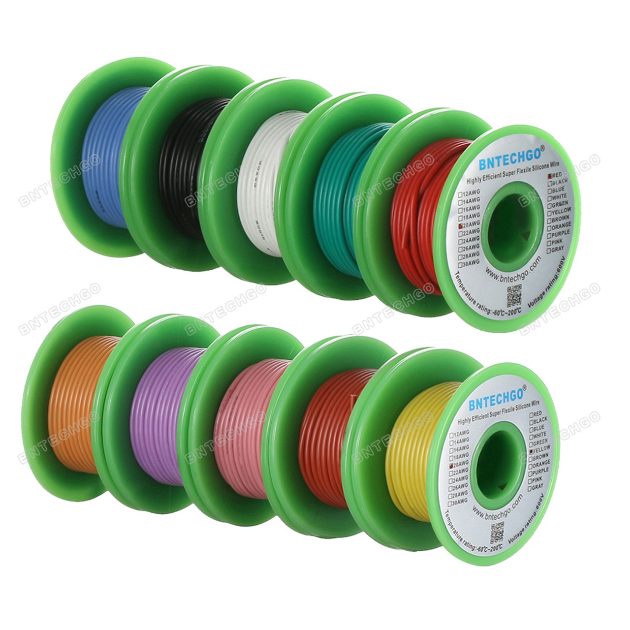 20 Gauge Silicone Wire Kit 10 Color Each 10 Ft Flexible 20 Awg Stranded  Tinned C – Tacos Y Mas