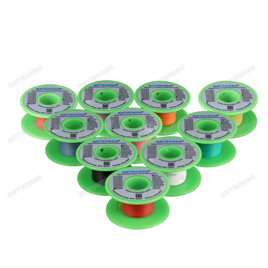 Kit Filo Siliconico BNTECHGO 30 AWG – 10 Colori, 10 Piedi Per Colore – Flessibile Per Elettronica