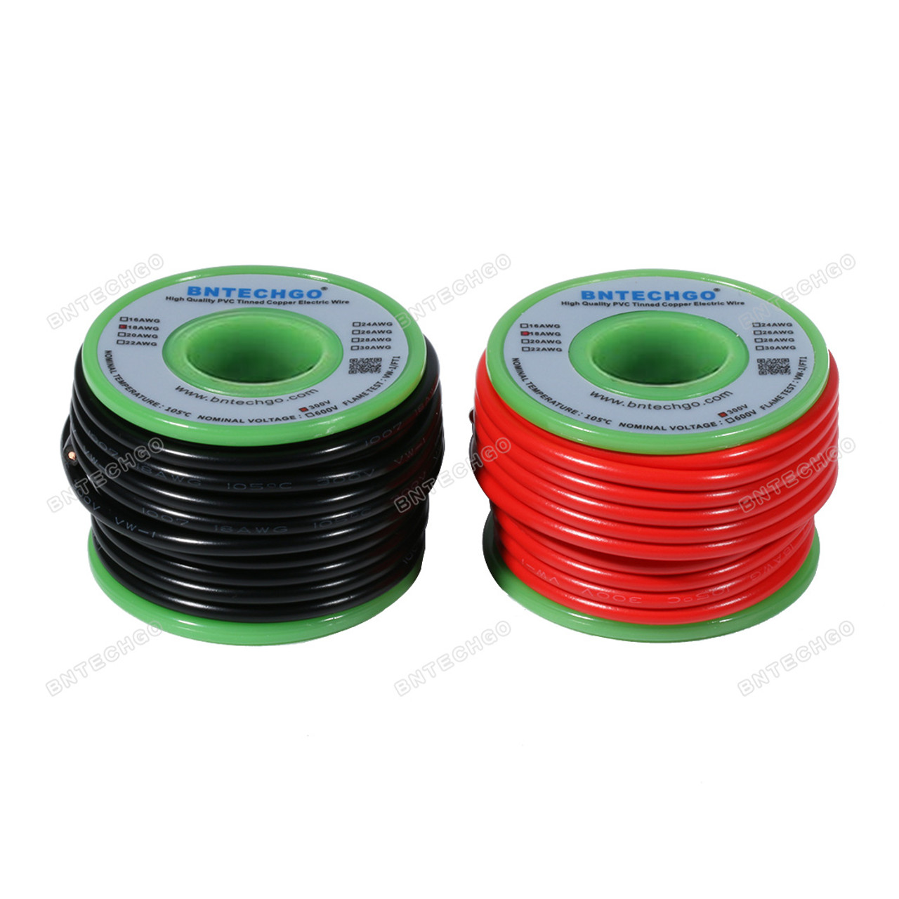 Solid Single Core Wire 1007 18 AWG Hook-Up Wire: Solid tinned copper  conductor with a PVC sheath.