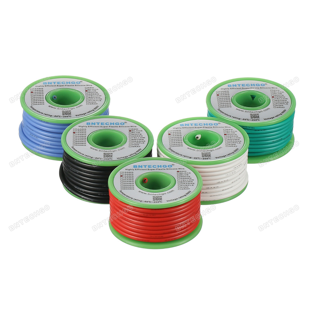 BNTECHGO 14 Gauge Silicone Wire Spool 25 ft Green Flexible 14 AWG Stranded  Tinned Copper Wire