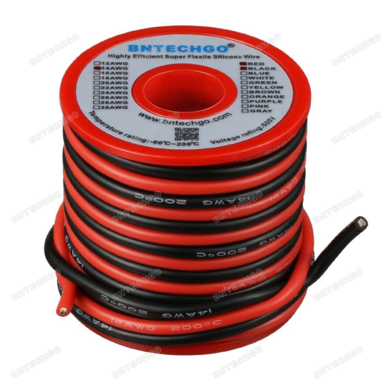 14 awg silicone wire 400 strands of tinned copper wire red black