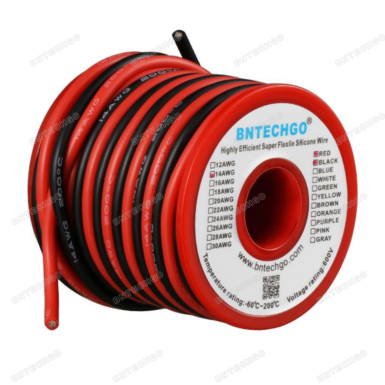 14 awg silicone wire 400 strands of tinned copper wire red black