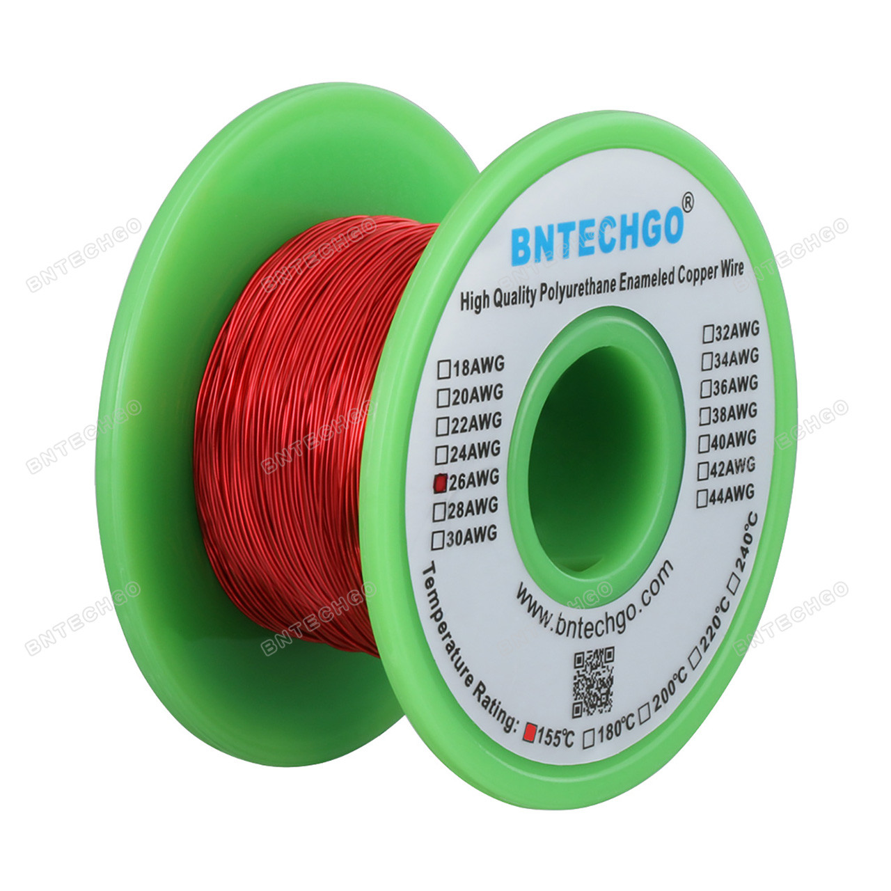 BNTECHGO 26 AWG Magnet Wire - Enameled Copper Wire - Enameled Magnet  Winding Wire - 3.0 lb - 0.0157 Diameter 1 Spool Coil Red Temperature  Rating 155