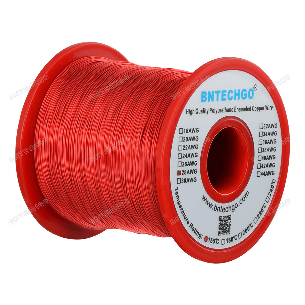 BNTECHGO 28 AWG Magnet Wire - Enameled Copper Wire - Enameled Magnet  Winding Wire - 1.0 lb - 0.0122 Diameter 1 Spool Coil Red Temperature  Rating 155