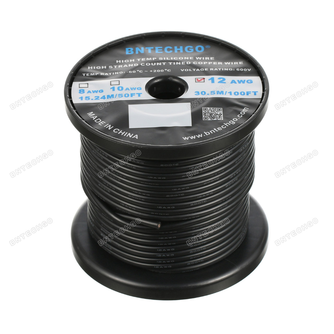 Hook-up Wire 12AWG 65/30 PVC 100ft SPOOL BLACK (Pack of 1) (3080 BK005) 