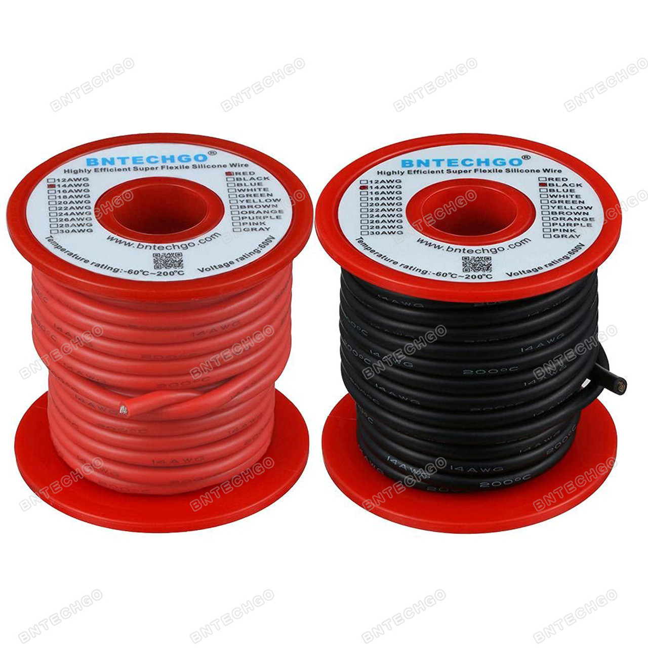 BNTECHGO 22 Gauge Silicone Wire 10 ft Red and 10 ft Black Flexible 22 AWG Str