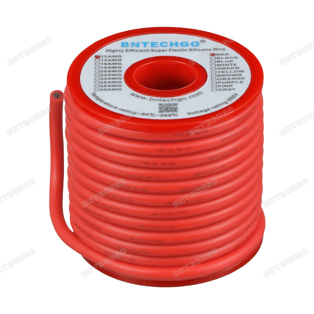 BNTECHGO 12 Gauge Silicone Wire Spool Red 25 feet Ultra