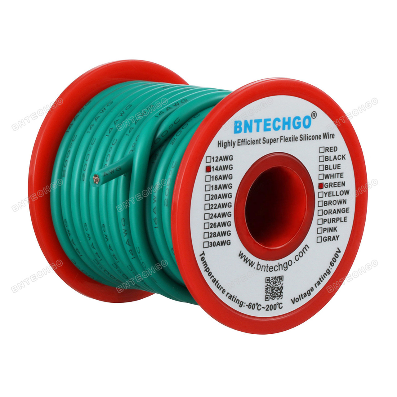 BNTECHGO 14 Gauge Silicone Wire Spool 25 ft Orange Flexible 14 AWG Stranded  Tinned Copper Wire